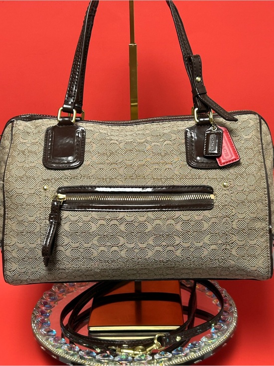 Coach Handbags - Coach Poppy Oxford Mini “c” Canvas Satchel in Khaki/Brown Approx. 12 x 9.5 x 4